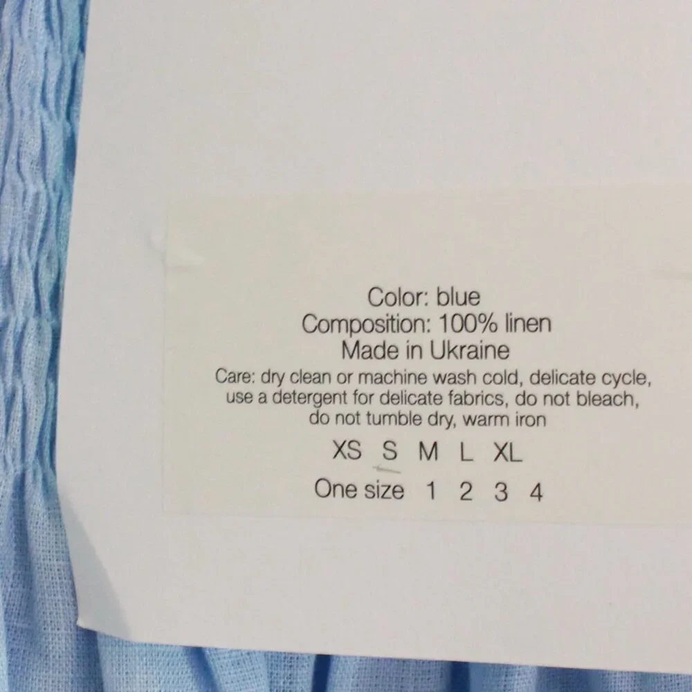 Sleeper Atlanta Midi Linen Dress in Light Blue Puff Sleeve Smocking - Picture 7 of 12